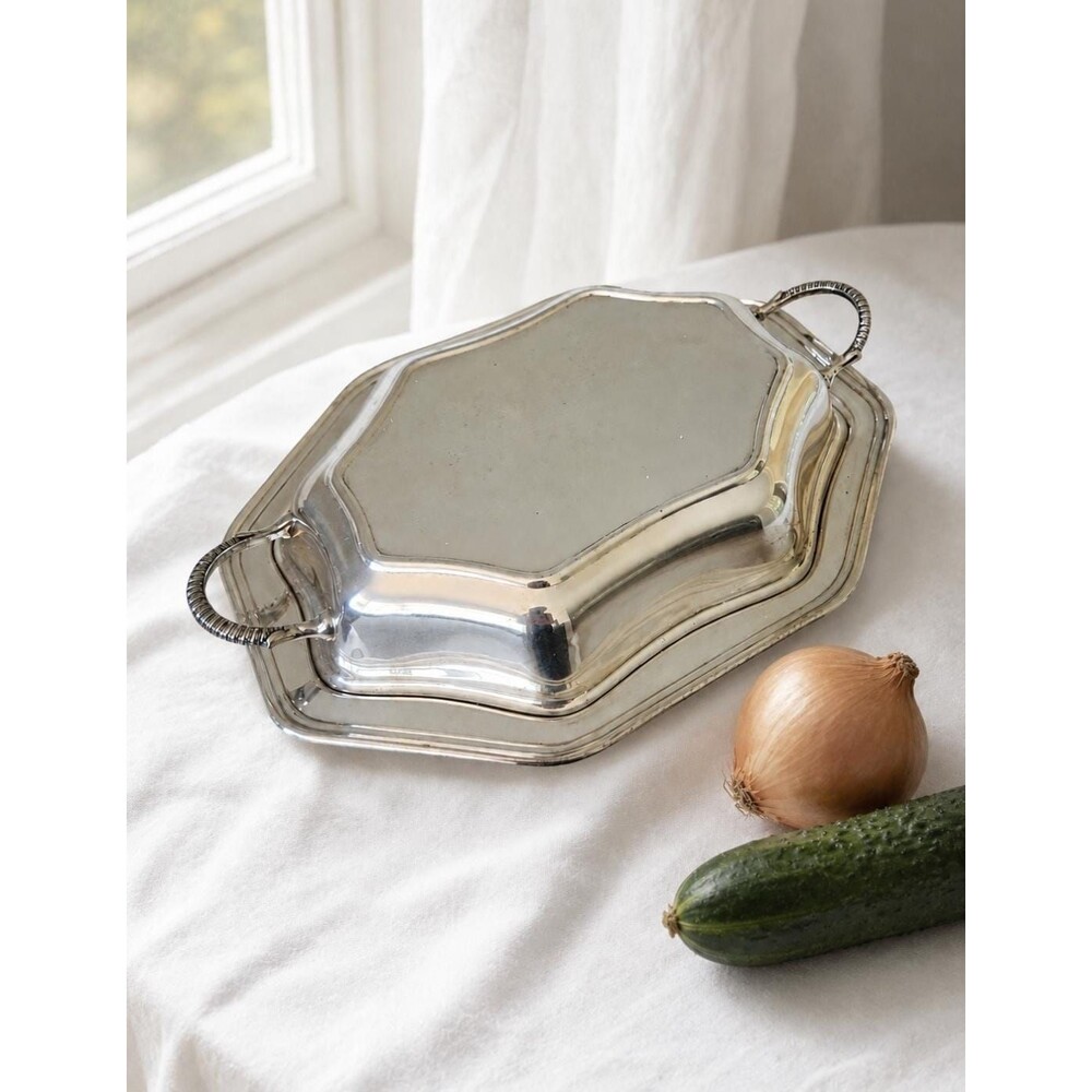 Vintage Viking Plate Silverplate Covered Serving Dish Made in Canada 12.5”